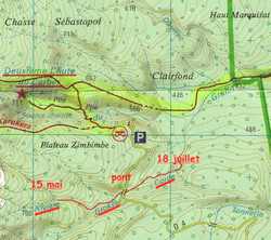 rivi&egrave;re grosse corde, carte ign, chutes carbet, guadeloupe